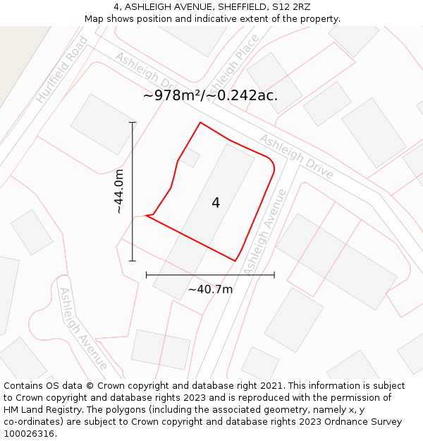 4, ASHLEIGH AVENUE, SHEFFIELD, S12 2RZ: Plot and title map