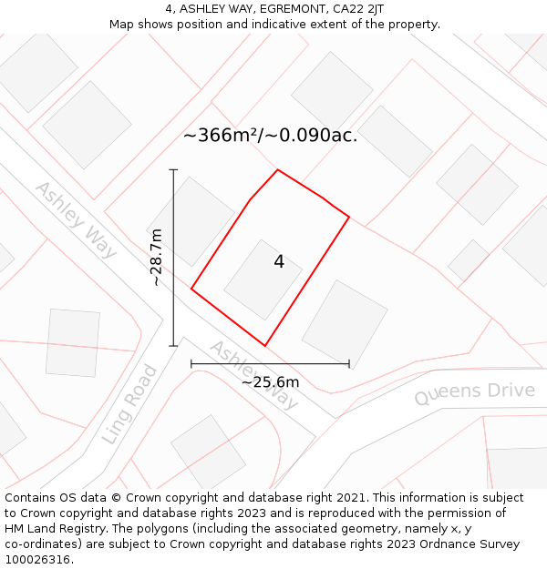 4, ASHLEY WAY, EGREMONT, CA22 2JT: Plot and title map