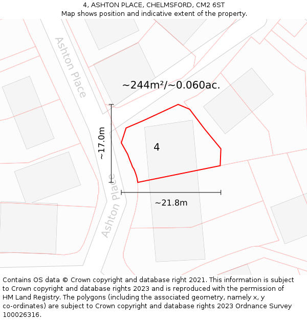 4, ASHTON PLACE, CHELMSFORD, CM2 6ST: Plot and title map