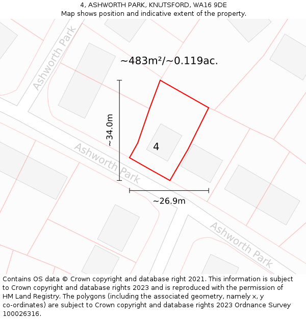 4, ASHWORTH PARK, KNUTSFORD, WA16 9DE: Plot and title map