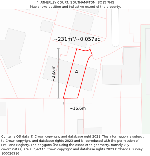 4, ATHERLEY COURT, SOUTHAMPTON, SO15 7NG: Plot and title map