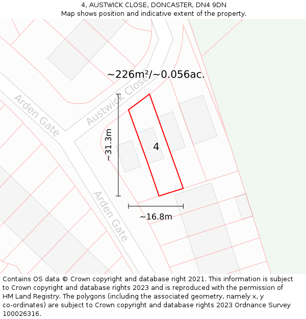 4, AUSTWICK CLOSE, DONCASTER, DN4 9DN: Plot and title map