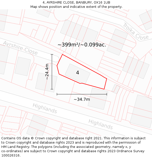 4, AYRSHIRE CLOSE, BANBURY, OX16 1UB: Plot and title map