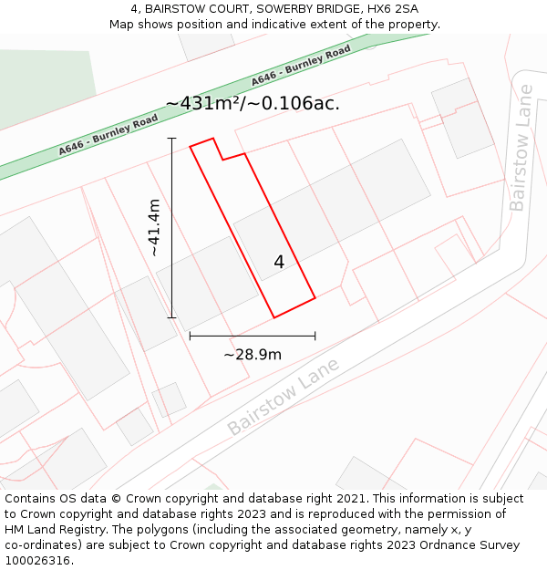 4, BAIRSTOW COURT, SOWERBY BRIDGE, HX6 2SA: Plot and title map