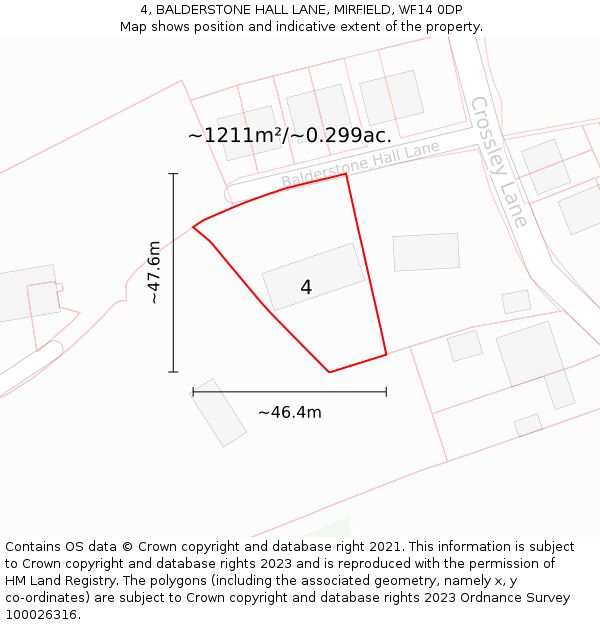 4, BALDERSTONE HALL LANE, MIRFIELD, WF14 0DP: Plot and title map