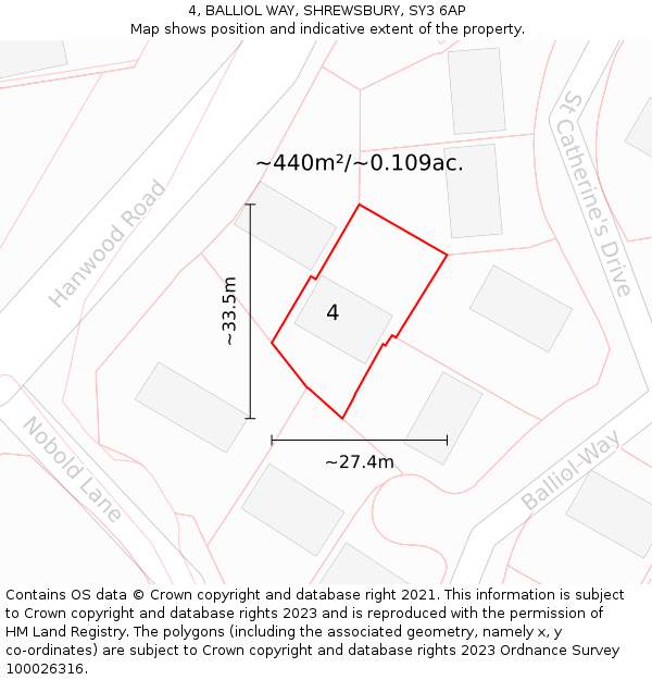 4, BALLIOL WAY, SHREWSBURY, SY3 6AP: Plot and title map