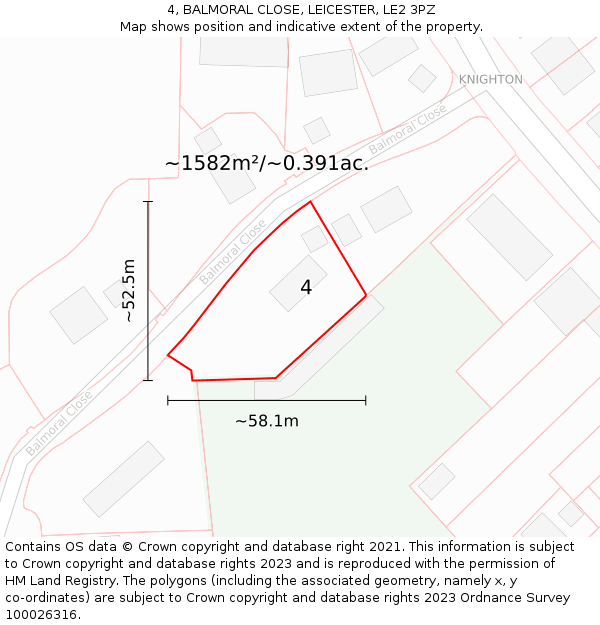 4, BALMORAL CLOSE, LEICESTER, LE2 3PZ: Plot and title map