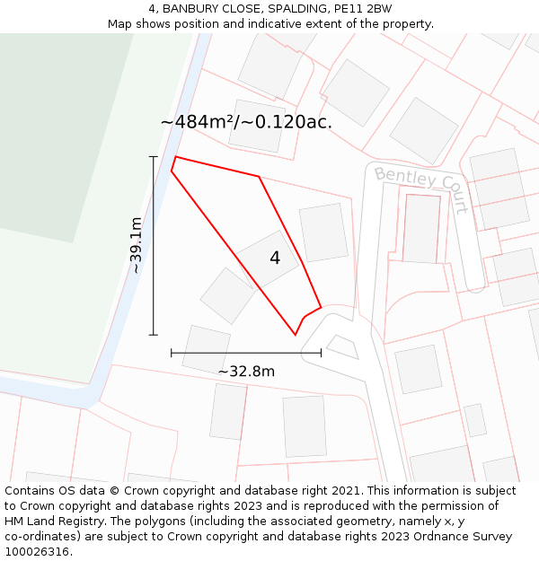 4, BANBURY CLOSE, SPALDING, PE11 2BW: Plot and title map