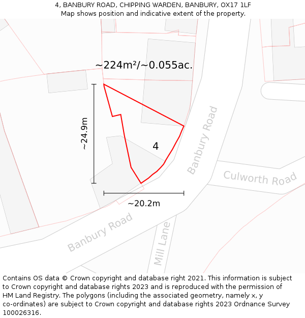 4, BANBURY ROAD, CHIPPING WARDEN, BANBURY, OX17 1LF: Plot and title map