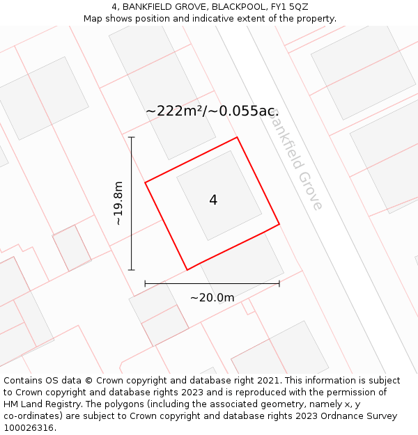 4, BANKFIELD GROVE, BLACKPOOL, FY1 5QZ: Plot and title map