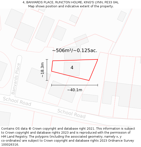 4, BANYARDS PLACE, RUNCTON HOLME, KING'S LYNN, PE33 0AL: Plot and title map