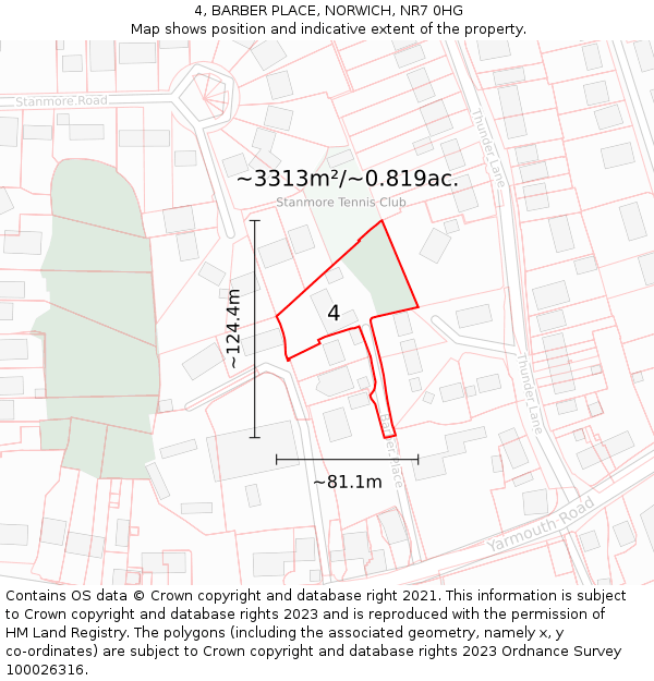 4, BARBER PLACE, NORWICH, NR7 0HG: Plot and title map