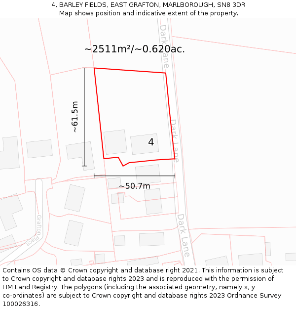 4, BARLEY FIELDS, EAST GRAFTON, MARLBOROUGH, SN8 3DR: Plot and title map