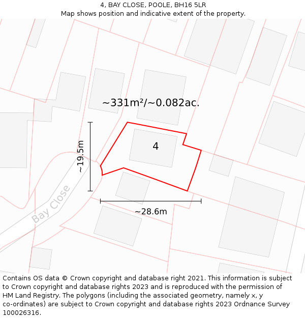 4, BAY CLOSE, POOLE, BH16 5LR: Plot and title map