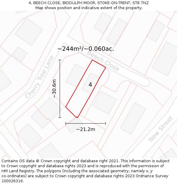 4, BEECH CLOSE, BIDDULPH MOOR, STOKE-ON-TRENT, ST8 7NZ: Plot and title map