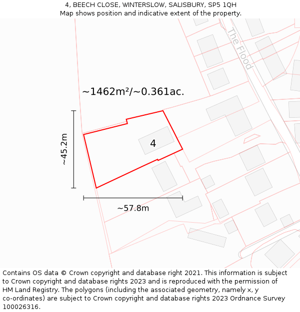 4, BEECH CLOSE, WINTERSLOW, SALISBURY, SP5 1QH: Plot and title map