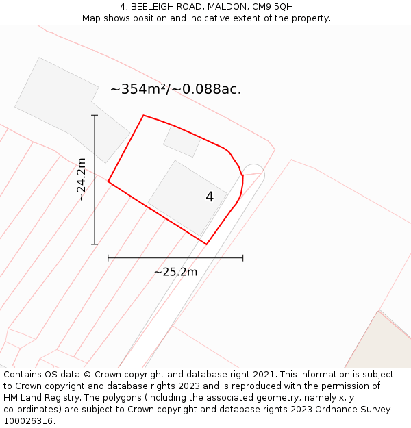 4, BEELEIGH ROAD, MALDON, CM9 5QH: Plot and title map
