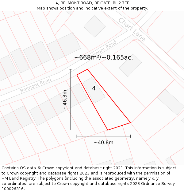 4, BELMONT ROAD, REIGATE, RH2 7EE: Plot and title map