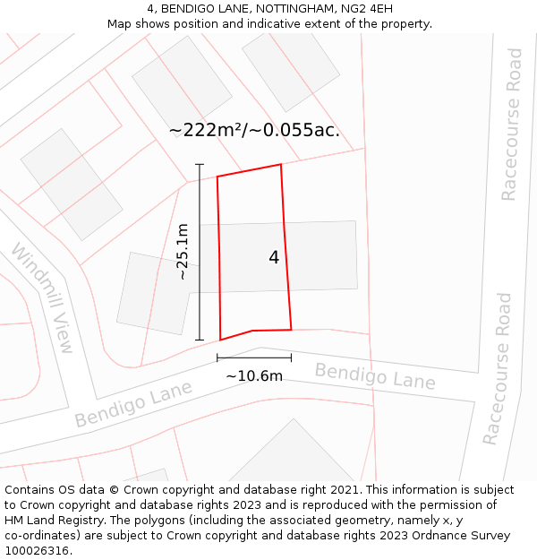 4, BENDIGO LANE, NOTTINGHAM, NG2 4EH: Plot and title map