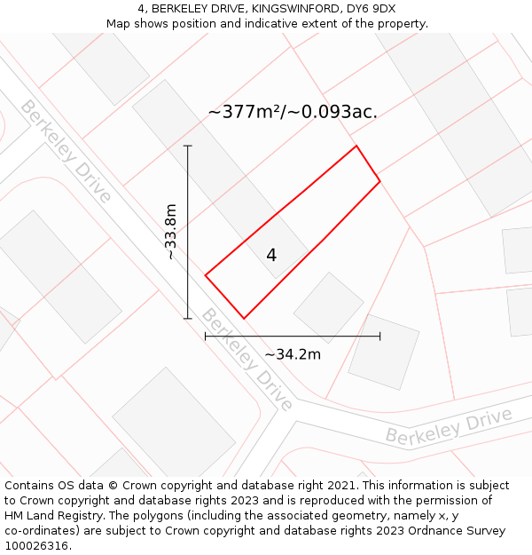 4, BERKELEY DRIVE, KINGSWINFORD, DY6 9DX: Plot and title map