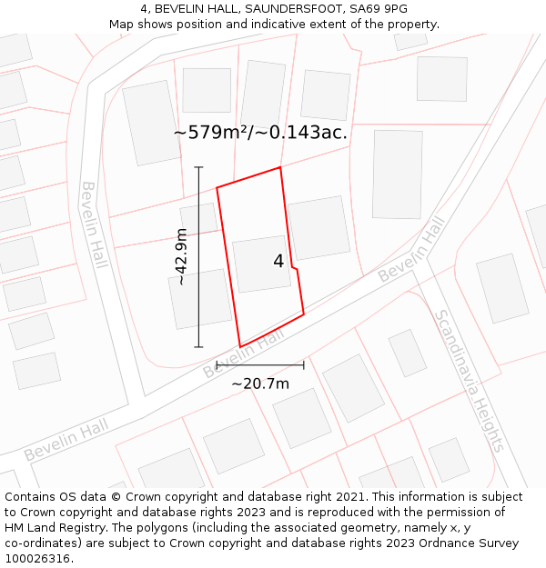 4, BEVELIN HALL, SAUNDERSFOOT, SA69 9PG: Plot and title map