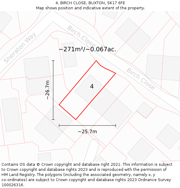 4, BIRCH CLOSE, BUXTON, SK17 6FE: Plot and title map