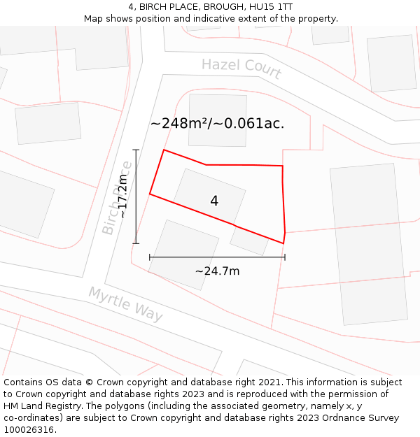 4, BIRCH PLACE, BROUGH, HU15 1TT: Plot and title map