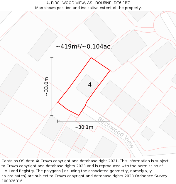 4, BIRCHWOOD VIEW, ASHBOURNE, DE6 1RZ: Plot and title map