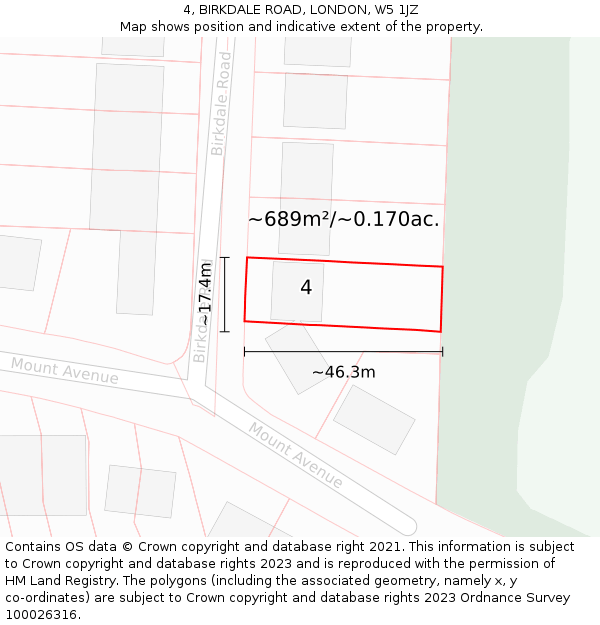 4, BIRKDALE ROAD, LONDON, W5 1JZ: Plot and title map