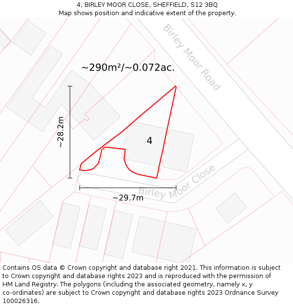 4, BIRLEY MOOR CLOSE, SHEFFIELD, S12 3BQ: Plot and title map