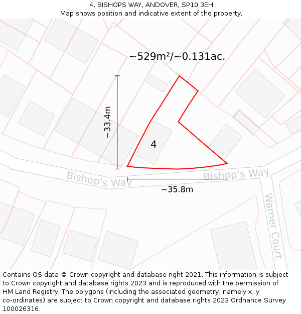 4, BISHOPS WAY, ANDOVER, SP10 3EH: Plot and title map