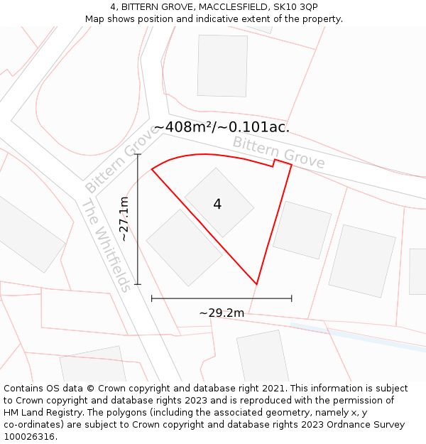 4, BITTERN GROVE, MACCLESFIELD, SK10 3QP: Plot and title map