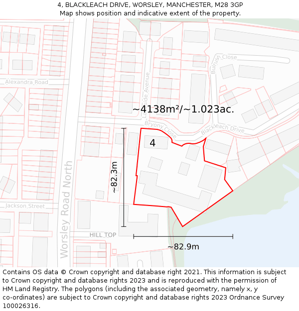 4, BLACKLEACH DRIVE, WORSLEY, MANCHESTER, M28 3GP: Plot and title map