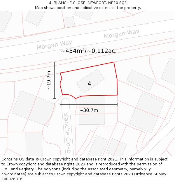 4, BLANCHE CLOSE, NEWPORT, NP10 8QF: Plot and title map