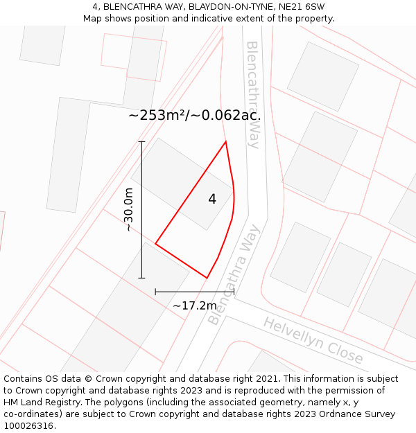 4, BLENCATHRA WAY, BLAYDON-ON-TYNE, NE21 6SW: Plot and title map