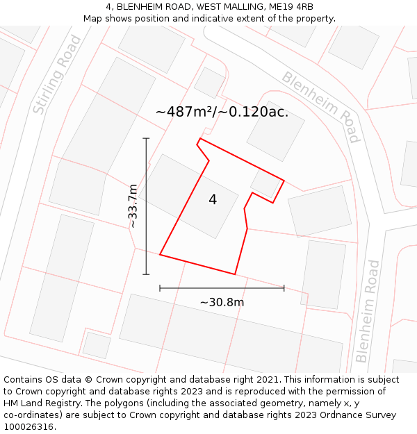 4, BLENHEIM ROAD, WEST MALLING, ME19 4RB: Plot and title map