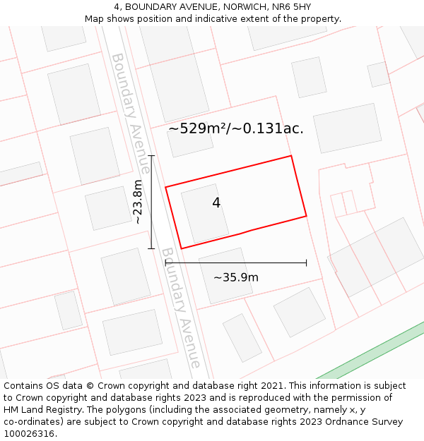 4, BOUNDARY AVENUE, NORWICH, NR6 5HY: Plot and title map