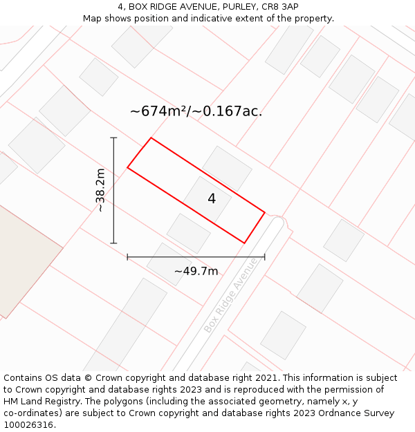 4, BOX RIDGE AVENUE, PURLEY, CR8 3AP: Plot and title map