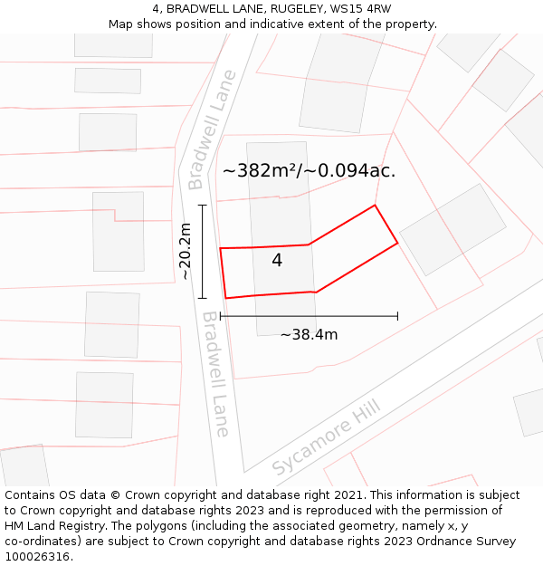 4, BRADWELL LANE, RUGELEY, WS15 4RW: Plot and title map