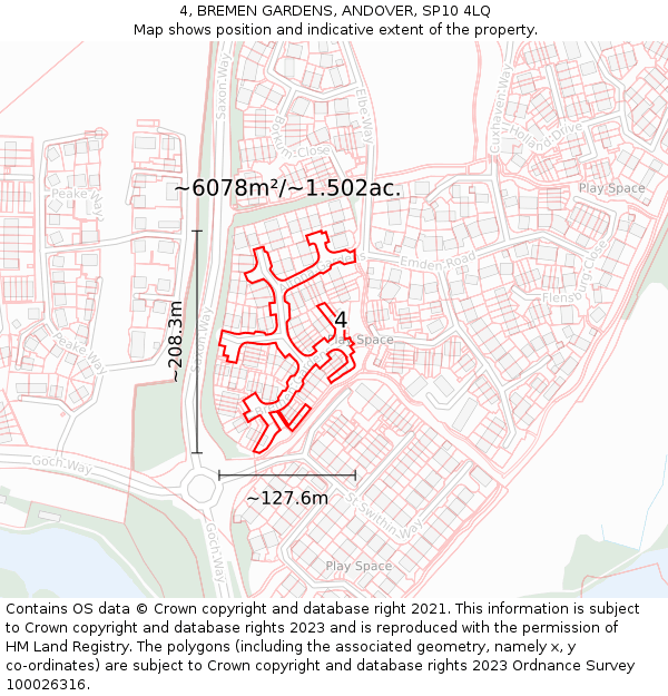 4, BREMEN GARDENS, ANDOVER, SP10 4LQ: Plot and title map