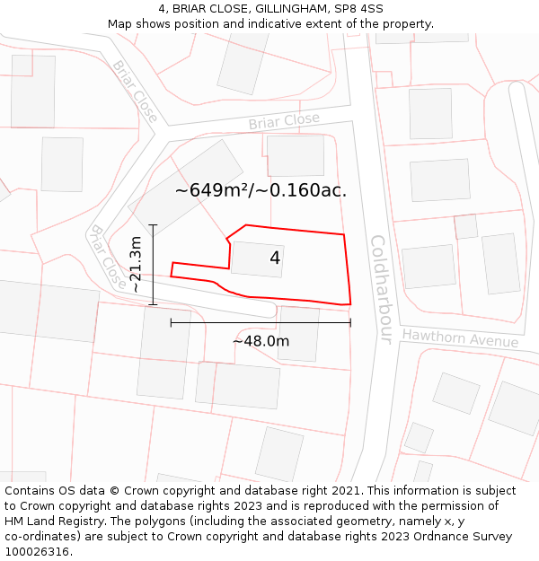 4, BRIAR CLOSE, GILLINGHAM, SP8 4SS: Plot and title map