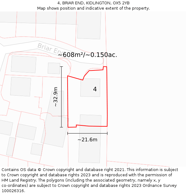 4, BRIAR END, KIDLINGTON, OX5 2YB: Plot and title map