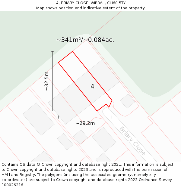 4, BRIARY CLOSE, WIRRAL, CH60 5TY: Plot and title map