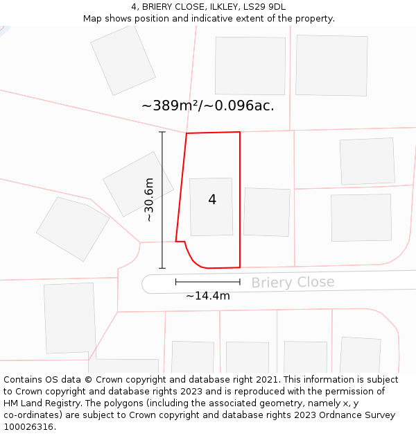 4, BRIERY CLOSE, ILKLEY, LS29 9DL: Plot and title map