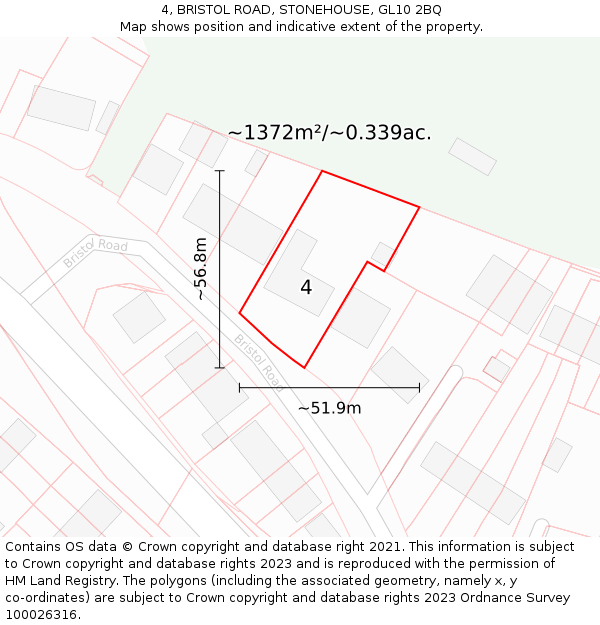 4, BRISTOL ROAD, STONEHOUSE, GL10 2BQ: Plot and title map