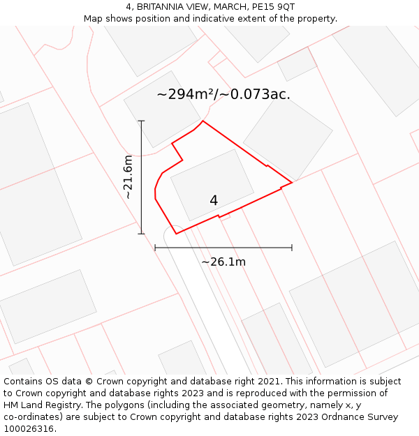 4, BRITANNIA VIEW, MARCH, PE15 9QT: Plot and title map