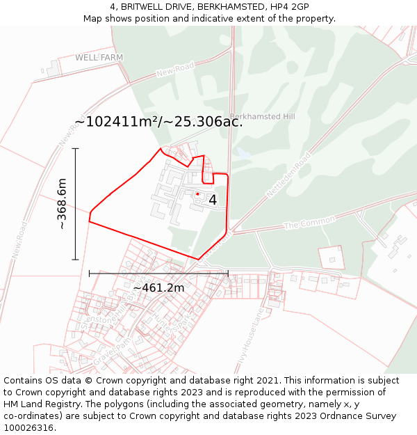 4, BRITWELL DRIVE, BERKHAMSTED, HP4 2GP: Plot and title map