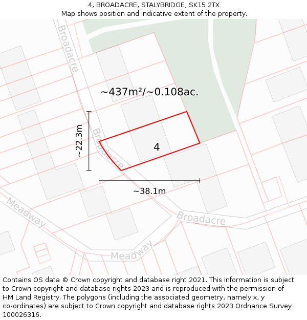 4, BROADACRE, STALYBRIDGE, SK15 2TX: Plot and title map