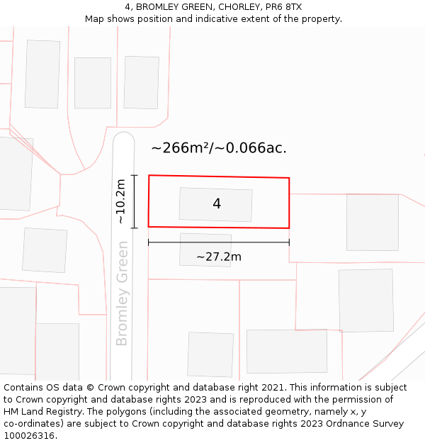 4, BROMLEY GREEN, CHORLEY, PR6 8TX: Plot and title map