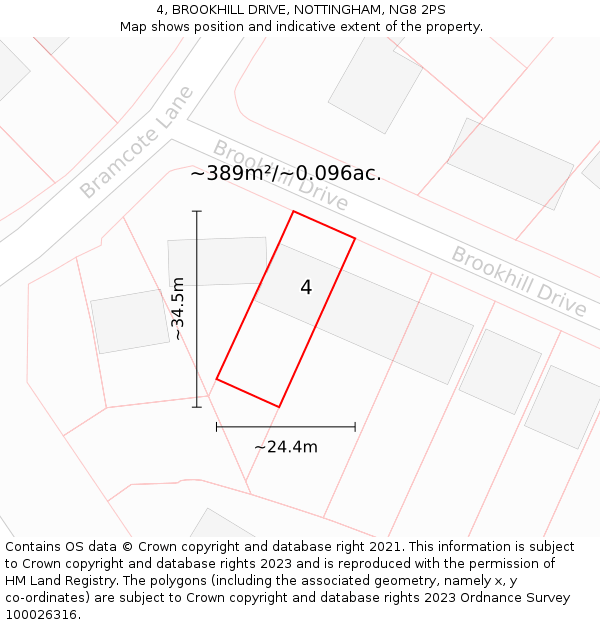 4, BROOKHILL DRIVE, NOTTINGHAM, NG8 2PS: Plot and title map